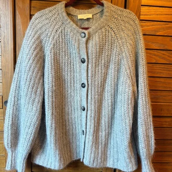 Sezane Emile Cardigan in Mottled Grey- Size L - like new! - Picture 1 of 6